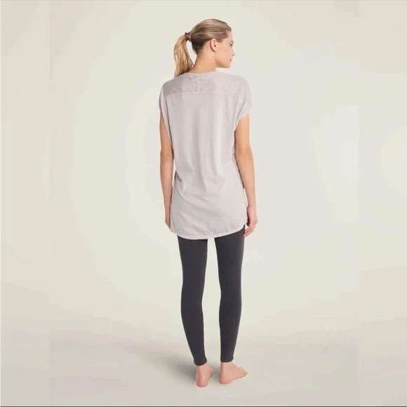 Barefoot Dreams Malibu Collection Scoop Neck Tunic Soft Cream Short Sleeve Tee - Picture 3 of 7